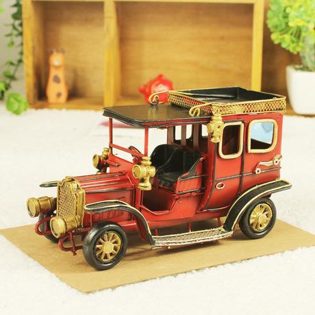 優(yōu)沃創(chuàng)意家居擺件 做舊鐵皮車裝飾品 金屬工藝品 復古貴族老爺車